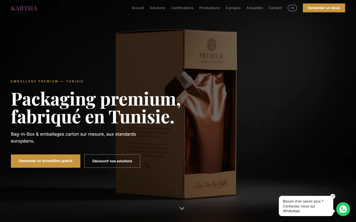 La page d'accueil de kartha.fr, construite par DL Consulting
